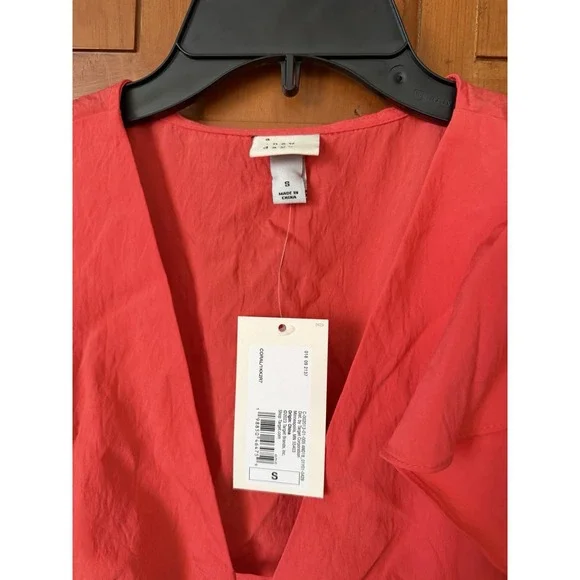 Women's A New Day Coral Maxi Dress Ruffle Sleeves Size Small NWT Summer Dress - Picture 6 of 10